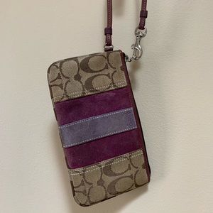 Purple Coach Leather Wristlet